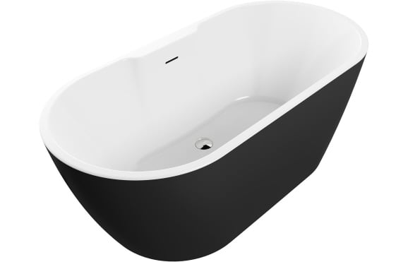 Harlesden Freestanding 1655x745x580mm 0TH Bath - Matt Black